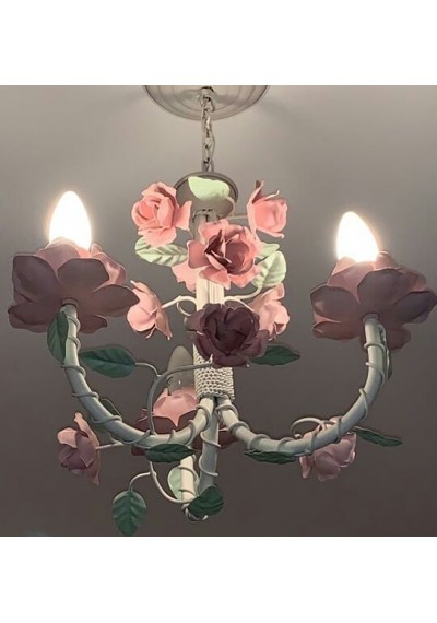 Lustre 3 lampadas flores pequeno