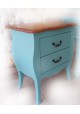  Criado mudo bombê  azul turquesa vintage 2 gavetas