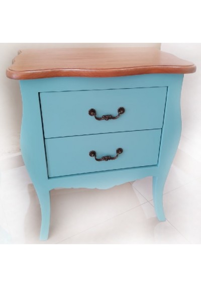  Criado mudo bombê  azul turquesa vintage 2 gavetas