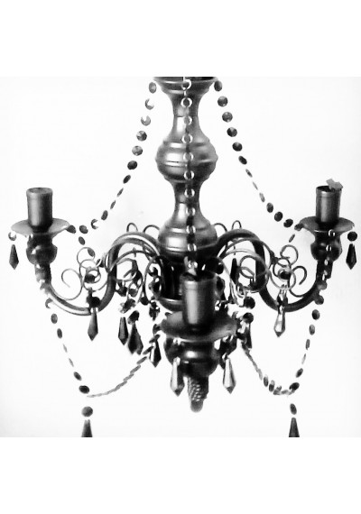 Lustre Chamon magnific preto com pingentes