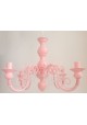 Lustre clássico 4 lampadas cor de rosa