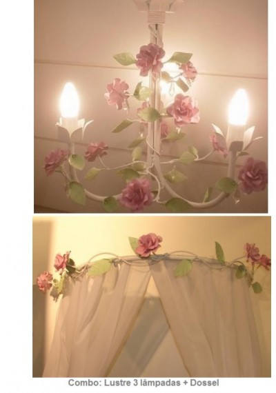  Acessorios iluminacao para quarto de bebe Menina Flores:Lustre + dossel.