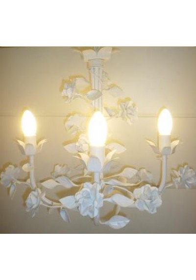 Lustre 3 hastes com flores em ferro