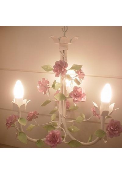 Lustre floral 3 lampadas provencal