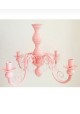 Lustre rosa 4 lâmpadas torneado clássico