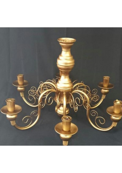 Lustre dourado 6 lampadas