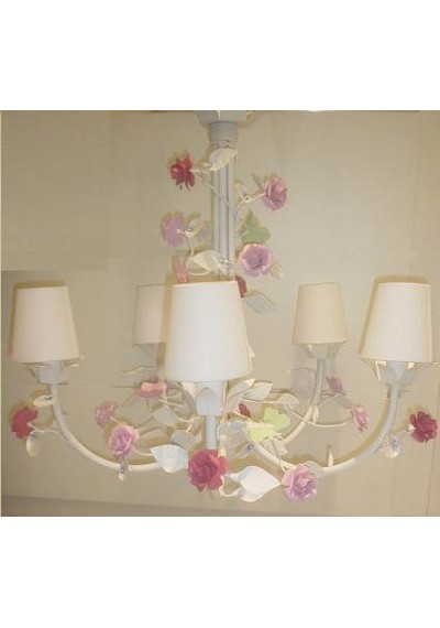 Lustre infantil com flores 5 lâmpadas